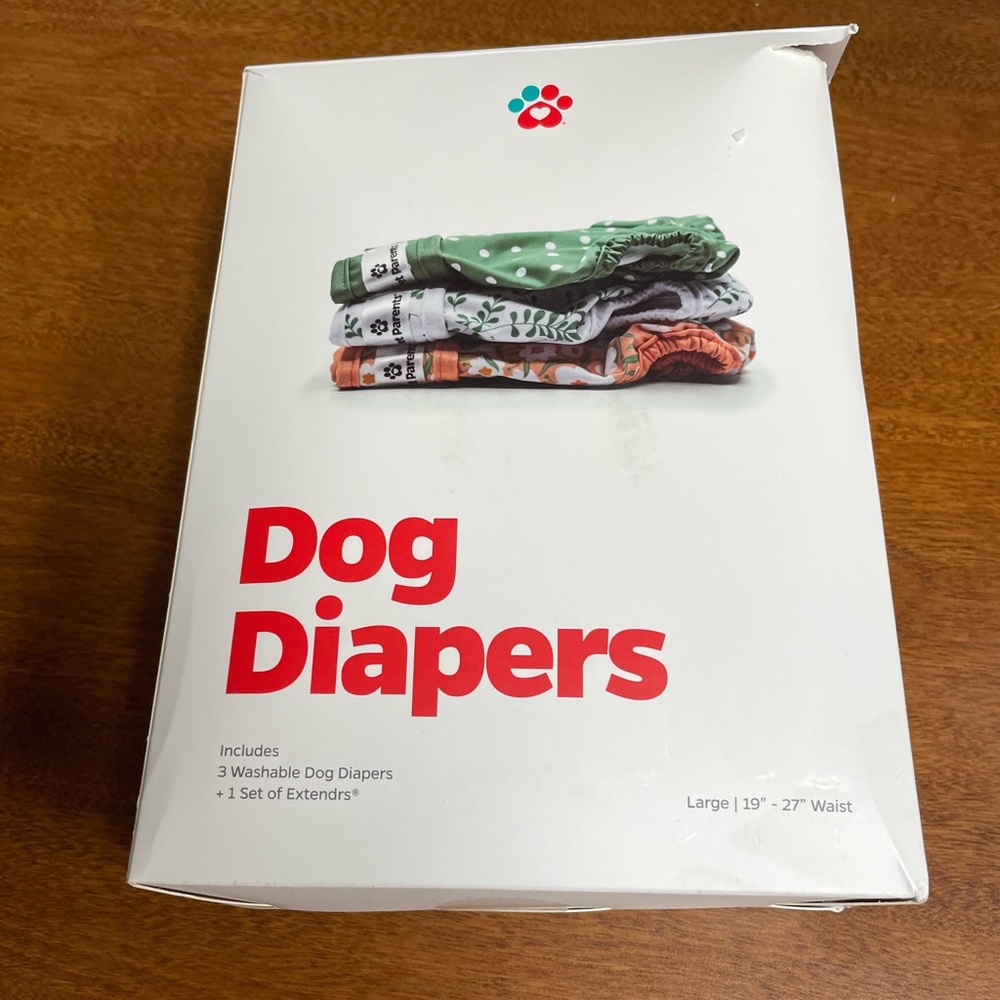 Pet Parents Dog Diapers Box of 3 Size L  Male/Female Adjustable Waist Heat Cycle